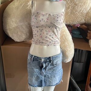 Forever 21 White Floral Lace Trim Top